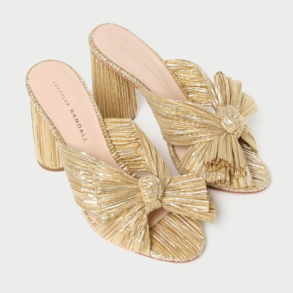 Loeffler Randall Penny Knot Mules Gold 7